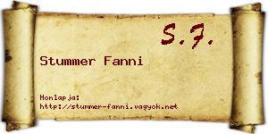 Stummer Fanni névjegykártya